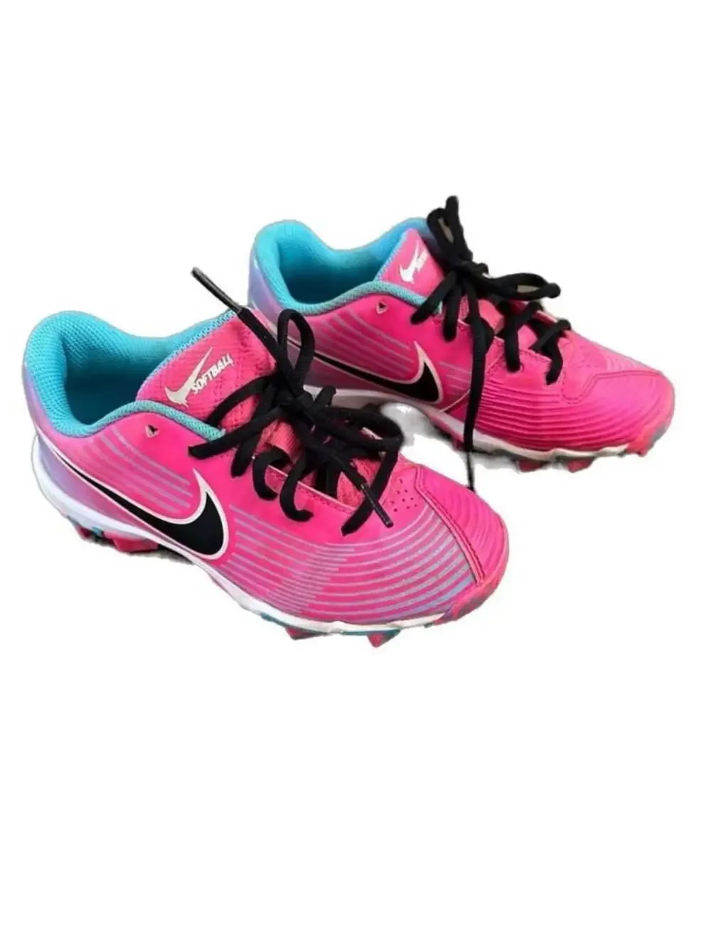 Nike Hyperdiamond 3 Keystone Youth Softball Cleats Pink/Blue Size 1Y